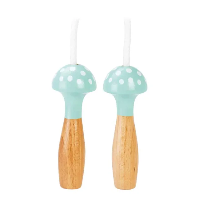 Poignées bois naturel et mint à pois blancs corde à sauter Vilac