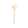 Cuillère à café en mélanine beige avec petit cœur rose sur le manche et cuilleron