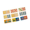Domino en bois Les Popipop avec chiffres colorés et illustrations de véhicules