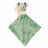 Doudou Kaloo chien beige avec carré douceur vert à motifs arbres et chiens