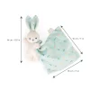 Doudou lapin Kaloo beige avec carré tissu vert à motif bouquet d'agrumes
