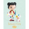 Figurine Tinyly Barbouille fille avec palettes de peinture et petite vache colorée