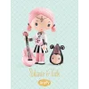 Figurine Tinyly Sidonie en rose et blanc avec guitare et maracas, Zick noir et rose.