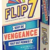 Boîte de jeu Flip 7 Soif de Vengeance, couleurs bleu, jaune et rouge, texte en français.