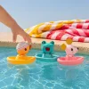 Bateau flottant jaune avec canard Gaspard à bonnet rayé, jouet bain piscine