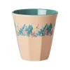 Gobelet mélanine Corail avec intérieur vert, motif floral coloré Hilma Forever