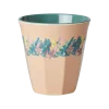Gobelet mélanine Corail avec intérieur vert, motif floral coloré Hilma Forever
