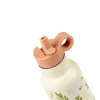 Gourde blanche avec bouchon beige et illustrations lapins et herbes Moulin Roty