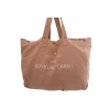 Grand cabas en tissu couleur bois de rose avec inscription "Petit souk d'une joyeuse tribu