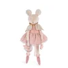 Peluche souris rose habillée en danseuse avec tutu rayé et chaussures de ballet