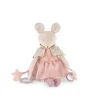 Grande peluche souris rose en robe rayée et cape blanche, avec étoile et anneaux d’activités