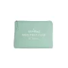 Grande pochette textile menthe avec fermeture éclair et inscription blanche Montbard Mon petit coin de paradis