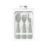 Couverts enfant Happy Utensils vert nordic, cuillère, fourchette et couteau en silicone.