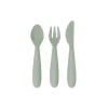Couverts enfant Happy Ustensils vert nordic en silicone, cuillère, fourchette, couteau