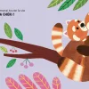 Illustration livre Mon papa et moi, deux pandas roux câlins sur arbre, textures tactiles