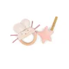 Hochet anneau bois avec souris rose et étoile en tissu La petite école de danse.