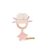 Hochet anneau bois avec tête souris rose tissu et étoile rose La petite école de danse