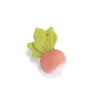 Hochet dentition radis en caoutchouc naturel vert et rose Moulin Roty