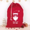 Hotte de Noël rouge Visage Père Noël - Ourson Câlin