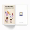 Page d'imagier avec illustrations d'enfants et leurs doudous colorés, texte descriptif.