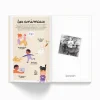 Pages intérieures de l'imagier Minus "Toi et les autres" avec illustrations d'animaux et photo noir et blanc d'enfant avec ch