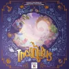 Illustration colorée fantastique avec chapeau de sorcier, maison en spirale et logo Incantibus orange