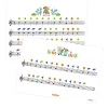 Partitions colorées avec notes musicales et illustrations d'animaux Djeco.