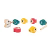 Perles en bois colorées poisson et écureuil à enfiler sur corde Janod Box