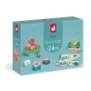 Boîte Janod Box bleu avec jeux en bois croco, fleurs et puzzle +24 mois