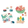 Puzzle crocodile bois, jeu équilibre crocodile feuilles rouges, jeu sons arbres colorés Janod.