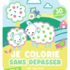 Couverture coloriage Auzou animaux ferme avec deux moutons blancs à pois verts et tracteur bleu.