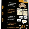 Boîte noire du jeu L'imposteur avec règles en texte blanc et orange, cartes illustrées, QR code.