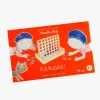 Boîte orange du jeu 4 à la suite Moulin Roty avec deux enfants et un chat dessinés.