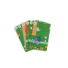 Cartes Jeu de 7 familles Les Loufoques, fond vert, illustrations d'animaux cartoon colorés.