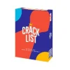 Boîte colorée jeu Crack List avec formes rouges, bleues, jaunes et texte blanc.