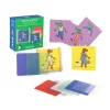 Jeu de logique Mix et Match Les Loufoques Moulin Roty avec cartes colorées et personnages animaliers en bois.