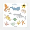 Magnets Ferflex Sous l'océan, animaux marins colorés et coraux variés sur fond blanc