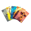 Cartes jeu Botswana avec illustrations colorées éléphant, girafe, hippo, lion, suricate.