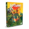 Boîte jeu société Botswana avec illustrations éléphant, lion, girafe et hippopotame colorés.
