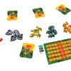 Plateau vert orange, cartes illustrées, jetons et pions animaux colorés jeu Botswana Blackrock Games