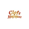 Logo jeu de société Clefs magiques avec texte rouge et orange et serrure jaune au centre