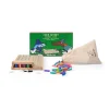 Jeu de société Code secret en bois, pions colorés, sac en tissu beige, boîte verte Les Loufoques