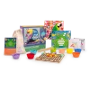 Jeu de tri Les Toupitis Moulin Roty, planche en bois, billes colorées, cartes motifs, coupelles en silicone.