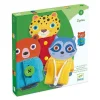 Boîte jeu Ziptou Djeco avec animaux en tissu à bouton et fermeture éclair