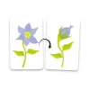 Cartes du jeu Vice et Versa Gigamic, fleurs violet et vert à stages différents.