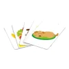 Cartes du jeu Vice et Versa Gigamic, illustrations d’animaux colorés, chien endormi sur coussin vert.