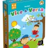 Boîte jeu Vice & Versa Gigamic, illustration enfants, balançoire, arbre, soleil souriant.