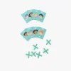 Cartes bleues avec visages illustrés et prénoms, pions croix verts, jeu magnétique Qui es-tu ?