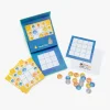 Jeu magnétique Sudokid Moulin Roty, planches jaunes et bleues, jetons ronds colorés animaux