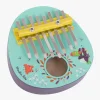 Kalimba en bois turquoise avec touches métalliques et motifs oiseaux colorés Moulin Roty